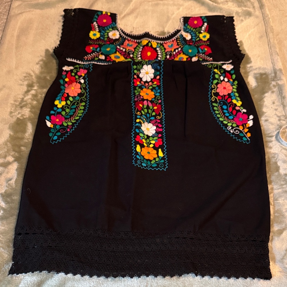 Colorful Embroidered  Mexican Dress